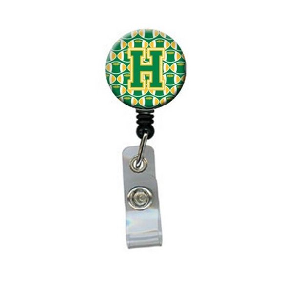 Carolines Treasures Letter H Football Green and Gold Retractable Badge Reel CJ1069-HBR